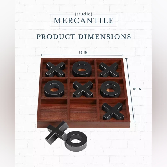 Studio Mercantile Premium Solid Wood Tic Tac Toe Board Game - Picture 2 of 6